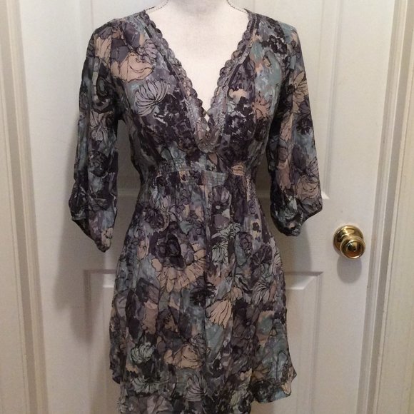 Rebecca Taylor Dresses & Skirts - Rebecca Taylor Dress 0 Blue Gray Black Floral